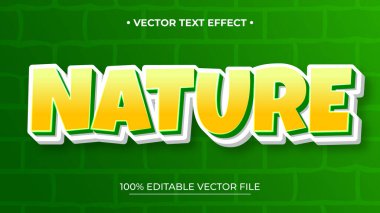 Doğa çizgi film oyun logosu düzenlenebilir metin efekti
