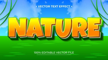 3B ve Kabartma Efekt Düzenlenebilir Metin Efekti ile Yeşil Nature Metin Biçimi