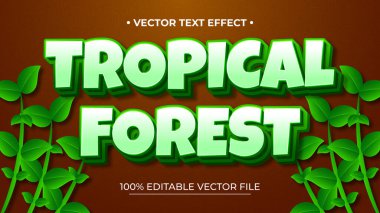 3d Tropikal Orman metin efekti temalı düzenlenebilir metal gradyan yeşil renk konsepti