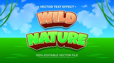 Vahşi doğa metin efekti 3d düzenlenebilir vektörü