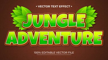 Orman macerası Düzenlenebilir metin Efekti Çizgi Film Macerası başlığı 3B Biçimi