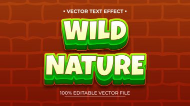 Vahşi doğa metin efekti 3d düzenlenebilir vektörü