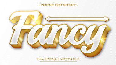 Süslü metin beyaz ve altın rengi düzenlenebilir metin efekti biçimi