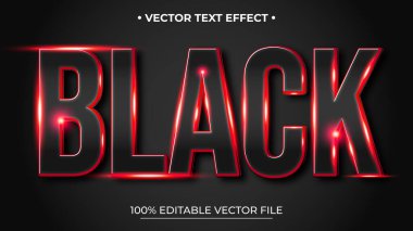 Düzenlenebilir 3d metin efekti biçimi modelleme konsepti Gradyan Neon Kırmızı renkli siyah kelimeler