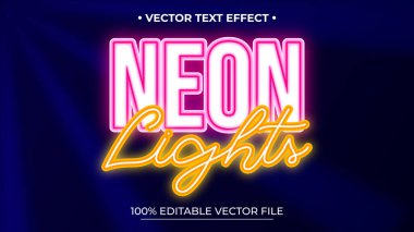 Neon ışıklı metin efekti neon rengi ile düzenlenebilir metin efekti
