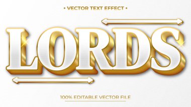 Lords metin beyaz ve altın lüks düzenlenebilir metin efekti biçimi