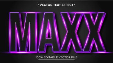 Düzenlenebilir 3d metin efekti biçimi modelleme konsepti Gradyan Neon Mor renkli Maxx sözcükler
