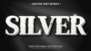 Gümüş Düzenlenebilir Metin Efekti metalik ve parlak yazı tipi