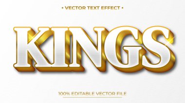 Krallar beyaz ve altın rengi yazılar düzenlenebilir metin efekti tarzı