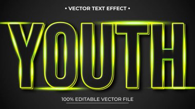 Düzenlenebilir 3d metin efekti biçimi modelleme konsepti Gradyan Neon Yeşili ile Gençlik sözcükleri