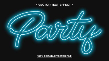 Parti Neon ışığı metin efekti düzenlenebilir metin