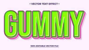 Düzenlenebilir metin efekti Gummy 3d Karikatür şablon biçimi premium vektörü