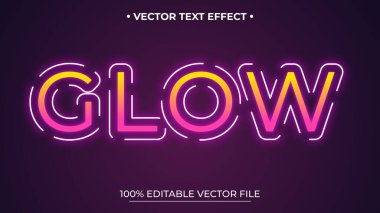 Glow neon ışığı metin efekti, düzenlenebilir metin