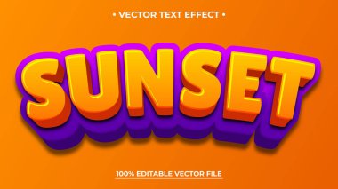 Sunset 3d logo şablonu düzenlenebilir metin efekti biçimi