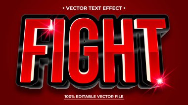 3d düzenlenebilir metin stili efektiyle dövüş. Promosyon satışı için uygun zarif metin efekti gümüş ve kırmızı renk