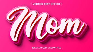 Mutlu anneler günü beyaz kabartmalı 3D düzenlenebilir metin efekti