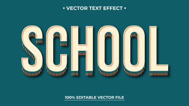 3d biçimli düzenlenebilir yazı tipi efektli okul Vintage metin efekti şablonu