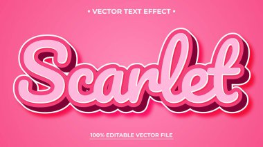 Kırmızı düzenlenebilir metin efekti, özelleştirilebilir pembe ve kız 3D yazı tipi