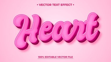 Kalp 3d düzenlenebilir metin efekti Pembe metin efekti şablonu