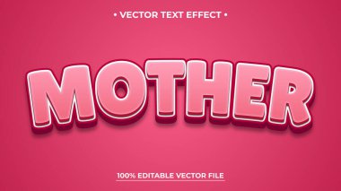 Mutlu anneler günü düzenlenebilir metin efekti pembe eğimli arka plan