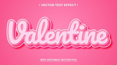 Sevgililer Günü düzenlenebilir metin efekti, özelleştirilebilir pembe ve kız 3D yazı tipi