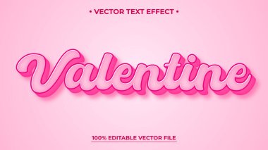 Valentine 3d düzenlenebilir metin efekti Pembe metin efekti şablonu
