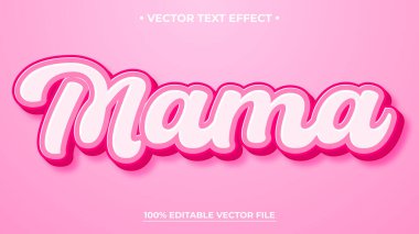 Mutlu anneler günü beyaz kabartmalı 3D düzenlenebilir metin efekti