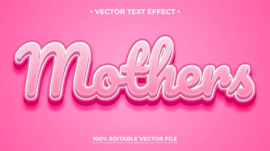 Mutlu anneler günü düzenlenebilir metin efekti pembe eğimli arka plan