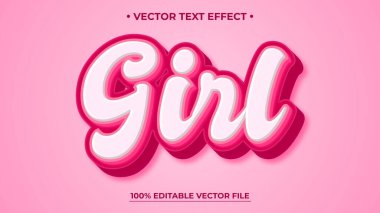 3d düzenlenebilir Kız metin efekti biçimi tipografisi