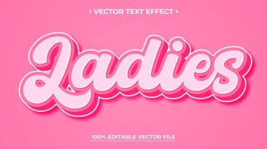 Bayanlar düzenlenebilir metin efekti, özelleştirilebilir pembe ve kız 3D yazı tipi