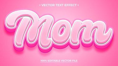 Mutlu anneler günü düzenlenebilir metin efekti pembe eğimli arka plan