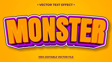 Monster düzenlenebilir metin efekti, özelleştirilebilir ürkütücü ve korkutucu Cadılar Bayramı 3D yazı tipi