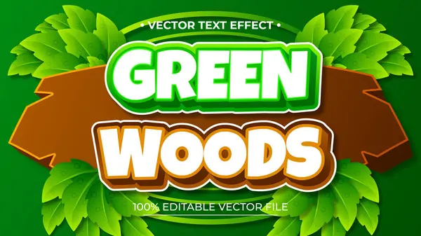 Green Woods düzenlenebilir metin efekti karikatür oyunu 3d tarzı