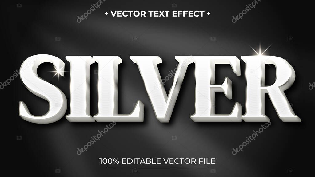 Silver Editable Text Effect metallic and shiny font style