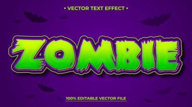 Zombi metin efekti, 3D düzenlenebilir Cadılar Bayramı ürkütücü tema biçimi yazı tipi şablonu
