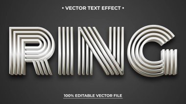 Halkalı metin, desenli gümüş rengi düzenlenebilir metin efekti