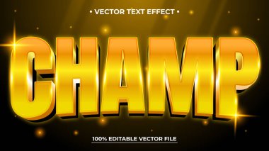 Lüks Metin Efekti Stil Şampiyonu Düzenlenebilir Metin Efekti Biçimi 3d Lüks Altın Bling