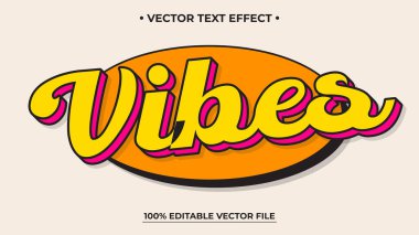 Vibes 3d düzenlenebilir metin efekti sarı Vintage retro biçim efekti
