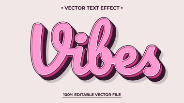 Düzenlenebilir metin efekti Vibes Vintage 3d Retro biçim premium vektörü
