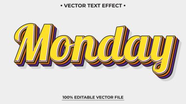 Pazartesi günü metin biçimi temalı düzenlenebilir metin efekti.