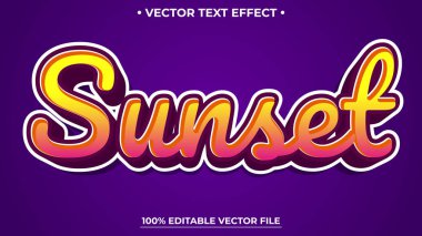 Düzenlenebilir metin efekti Sunset 3d Çizgi film şablon biçimi premium vektörü