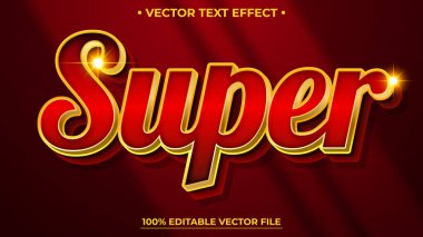 Süper metin lüks parlak altın ve kırmızı stil düzenlenebilir metin efekti