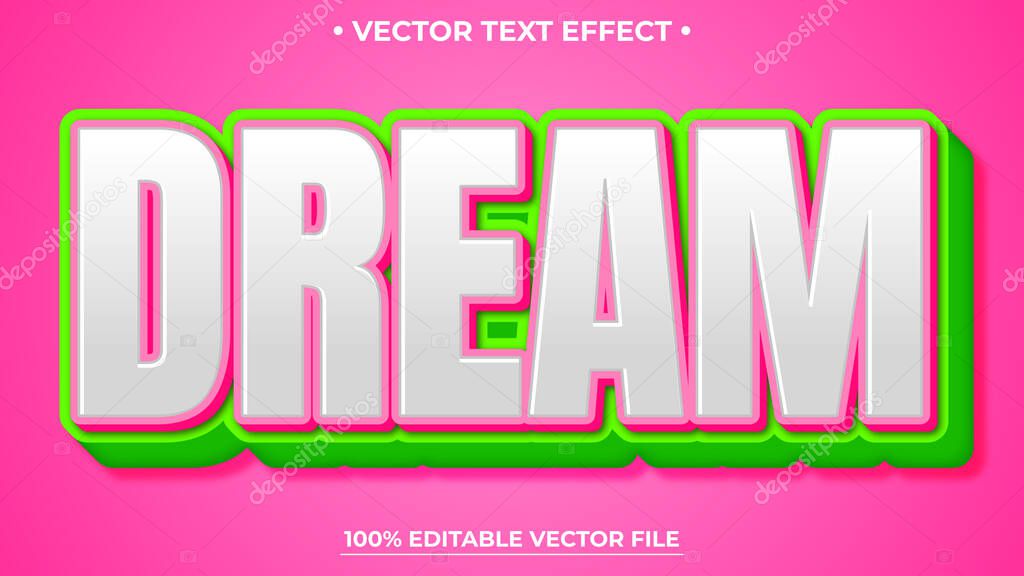Dream Text Effect, Editable 3D Bold Text Style