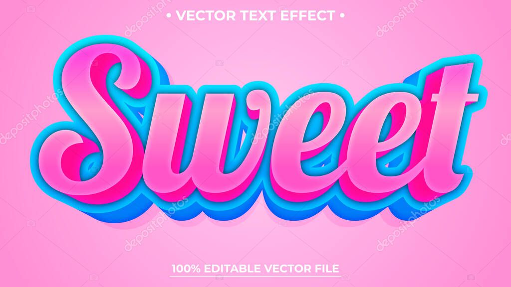 Editable text effect Sweet 3d Cartoon Realistic template style premium vector