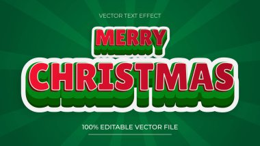Noel metin efekti 3d metin efekti ve yeşil arkaplan ile düzenlenebilir kırmızı metin efekti