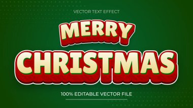 Noel Metni Efekti Vektör Düzenlenebilir 3D metin efekti yeşil arkaplanlı