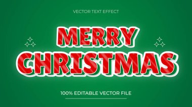 Noel metin efekti 3d metin efekti ve yeşil arkaplan ile düzenlenebilir kırmızı metin efekti