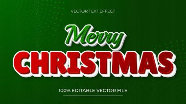 Noel Metni Efekti Mutlu Noeller Yazı Efekti Kırmızı ve Yeşil