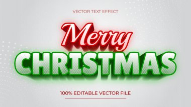 Düzenlenebilir Kırmızı ve Yeşil Mutlu Noeller Beyaz arkaplanda Metin Efekti