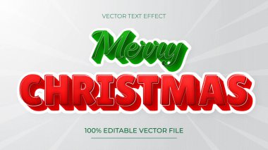 Noel Metni Efekti Düzenlenebilir metin efekti Mutlu Noeller yeşil ve kırmızı beyaz zemin üzerinde